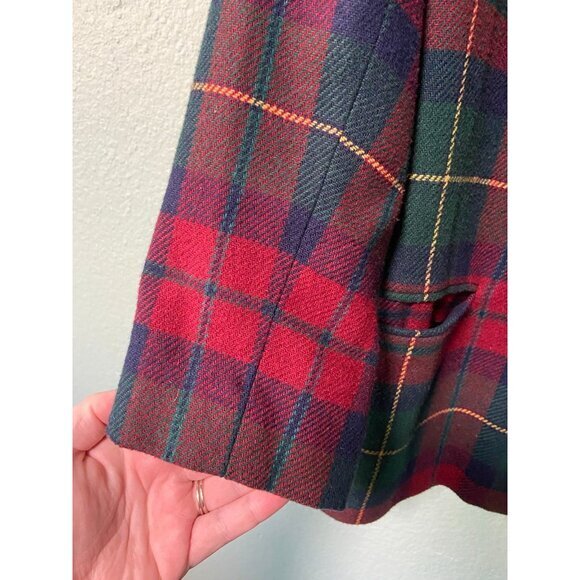 Vintage Dumas Women's Green Plaid Blazer Jacket‎ Button Up - Picture 4 of 7